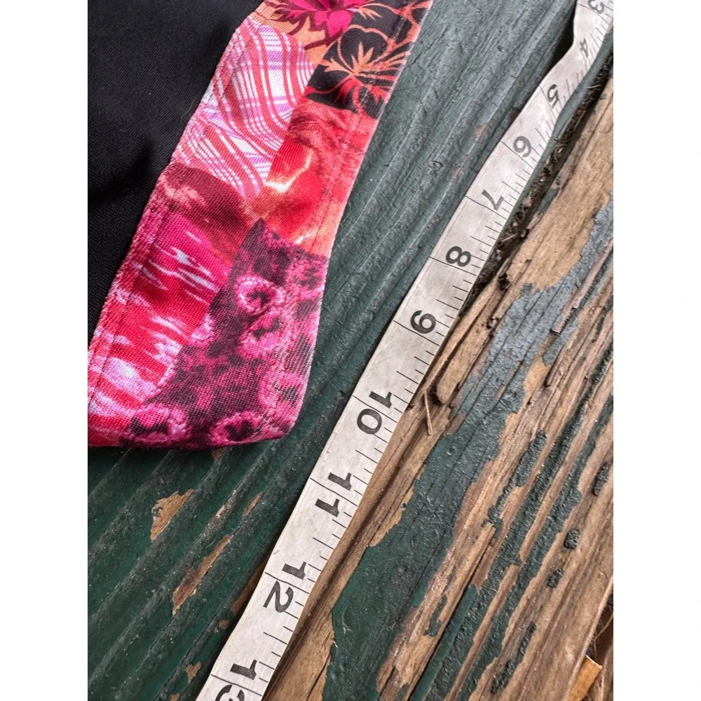 Black Bikini Bottoms with Tropical Floral Print Waistband Size Small